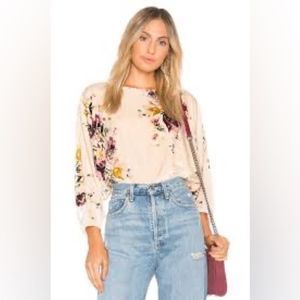 Free People Velvet Slouchy Babe Bodysuit in Neutral floral XS spring ready 🔥